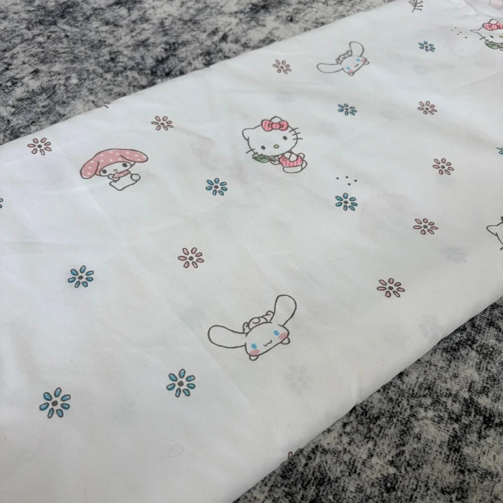 Sanrio Hello Kitty My Melody Cinnamoroll Twin Flat Sheet White Kids Bedding